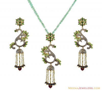 Antique Polki Pendant Set ( Diamond Victorian Jewelry )