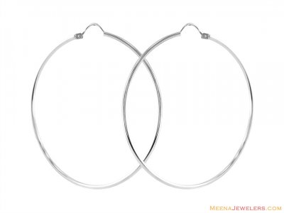 18K Gold Hoops Earring ( White Gold Earrings )