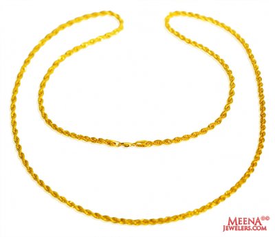 22 Kt Hollow Rope Chain (26 Inches) ( Plain Gold Chains )