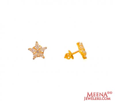 22 Karat Fancy Gold Tops with CZ  ( Signity Earrings )