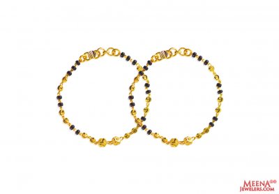 22K Gold Baby Bead Bracelet  ( Black Bead Bracelets )