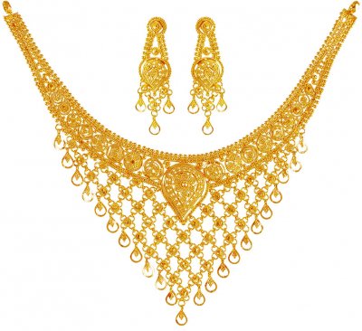 22Kt Gold Necklace Earring Set ( 22 Kt Gold Sets )