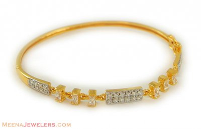 22k Designer Half Bangle Bracelet  ( Stone Bangles )