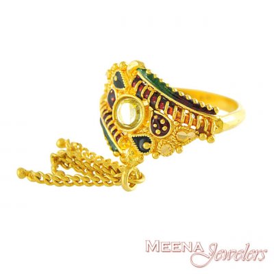 Ladies Meenakari Gold Ring ( Ladies Gold Ring )