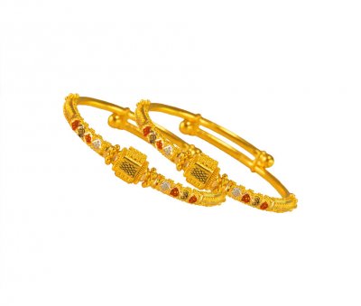 22 Kt Gold Three Tone Kids Kada ( Baby Bangles )