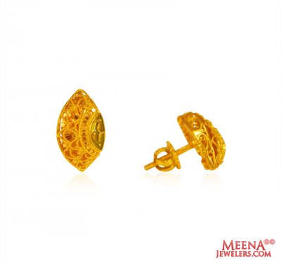 22K Filigree Earrings ( 22 Kt Gold Tops )