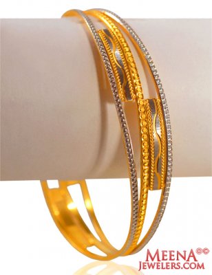  22K Rhodium Square kada ( Two Tone Bangles )