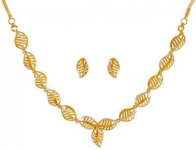 22K Gold Two Tone Necklace Set ( Light Sets )