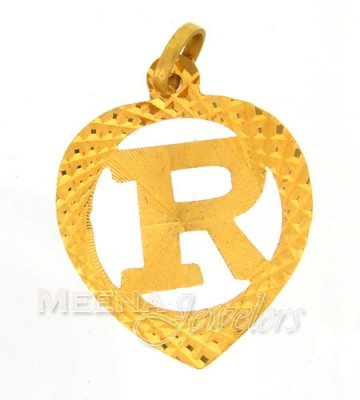 22Kt Gold R Pendant ( Initial Pendants )