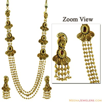 22k Antique Long Set ( Bridal Necklace Sets )