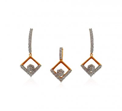 18t Gold Diamond Pendant Set  ( Diamond Pendant Sets )