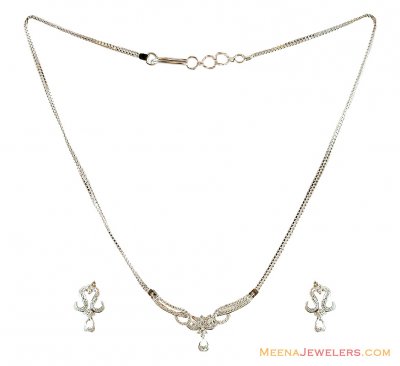 18K White Gold Necklace Set ( Diamond Necklace Sets )