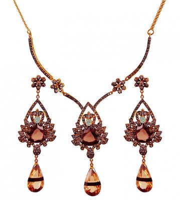 22K Gold Two Tone Necklace set ( Gold Designer Sets )