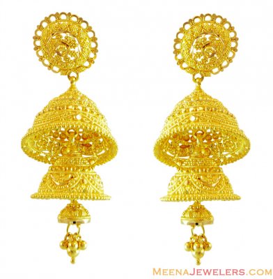 22k Layered Chandelier Earrings  ( 22Kt Gold Fancy Earrings )