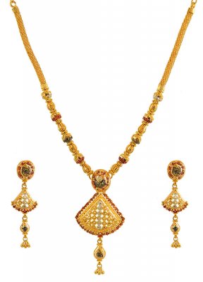 22K Three Tone Necklace Set ( 22 Kt Gold Sets )