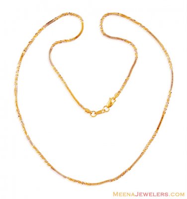 22k Gold 2 Tone Designer Chain ( 22Kt Gold Fancy Chains )
