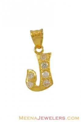 CZ Initial Pendant (J)(22k) ( Initial Pendants )