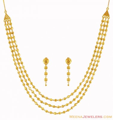 22K Layered Gold Necklace Set ( 22 Kt Gold Sets )