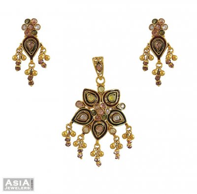 22k Indian Antique Pendant Set ( Antique Pendant Sets )