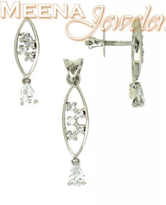 18Kt White Gold Pendant Set ( White Gold Pendant Sets )