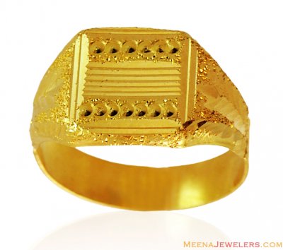 Mens Gold Ring - RiMs14883 - 22k Gold ring for men's with linear design ...