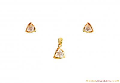 22K Signity Pendant and Earring Set ( Fancy Pendant Set )