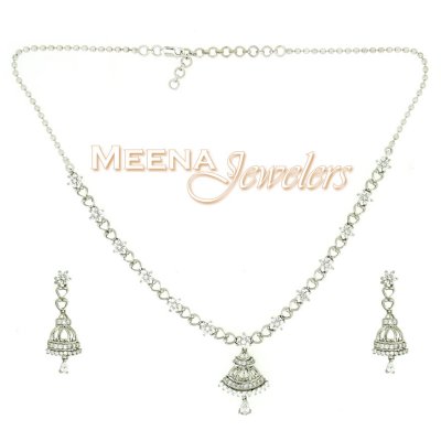 18Kt White Gold Necklace Set ( White Gold Sets )