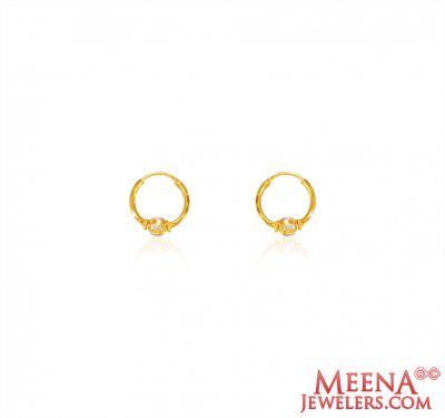 22k Gold Two Tone Hoop Earrings ( Hoop Earrings )