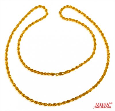 22 Kt Hollow Rope Chain (20 Inches) ( Plain Gold Chains )