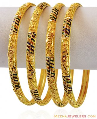 22K Meenakari Bangles Set (4 Pc)  ( Set of Bangles )