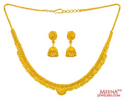 22 Karat Gold Necklace Earring Set ( 22 Kt Gold Sets )