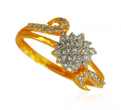 22k Gold Designer CZ Ring  ( Ladies Signity Rings )