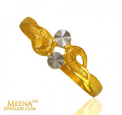 22 Karat Gold Two Tone Ring ( Ladies Gold Ring )