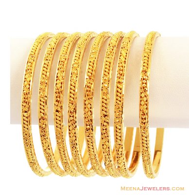 22k Fancy Gold Bangles (8 pcs) ( Set of Bangles )