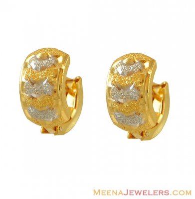 22k Two Tone Clip On Earrings  ( Clip On Earrings )