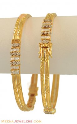 18K Gold Diamond Bangles(2 pcs) ( Diamond Bangles )