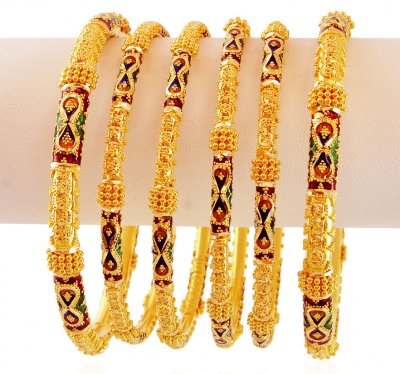 22K Traditional Meena Bangles Set ( Set of Bangles )