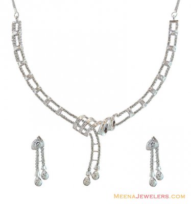 18K White Gold Necklace Set ( Diamond Necklace Sets )