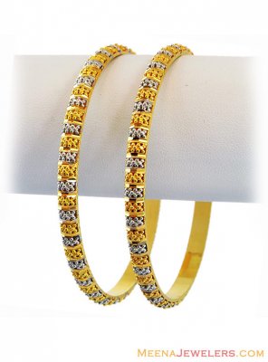 22K Gold Rhodium Bangles(2 Pcs) ( Gold Bangles )