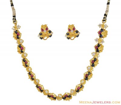 22K CZ,Ruby And Sapphire Stone Set  ( 22 Kt Gold Sets )