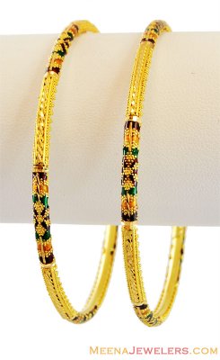 Indian Meenakari Bangles (2 Pc) 22K ( Gold Bangles )