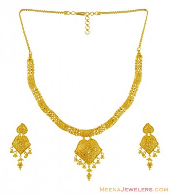 22k Filigree Necklace Set ( 22 Kt Gold Sets )