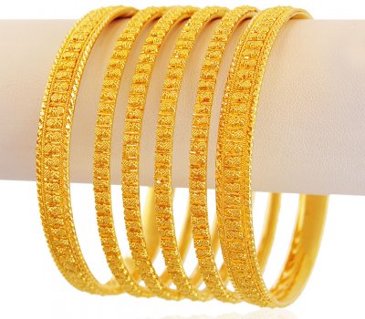 Gold Filigree Bangles (6 Pc) ( Set of Bangles )