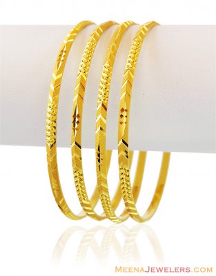 Fancy 22K Gold Bangles (4 Pc) ( Set of Bangles )