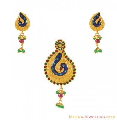 22K Peacock Pendant Set ( Antique Pendant Sets )