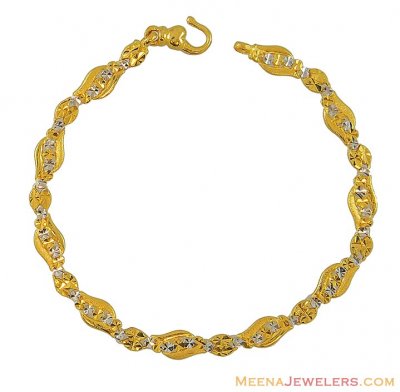 22k Designer Two Tone Bracelet ( Ladies Bracelets )