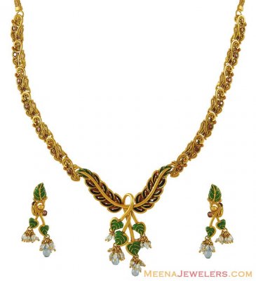 22K Antique Necklace Set ( Antique Necklace Sets )