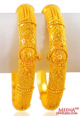 22KT Gold Filigree Bangles(2pcs) ( Gold Bangles )