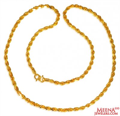 22k Mens Rope Chain(24 Inch) ( Plain Gold Chains )