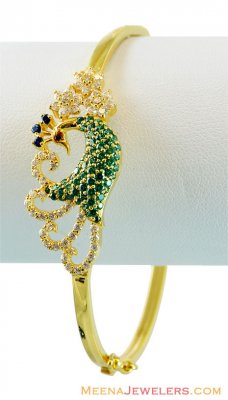 Fancy Peacock Cz Bangles 22K ( Stone Bangles )